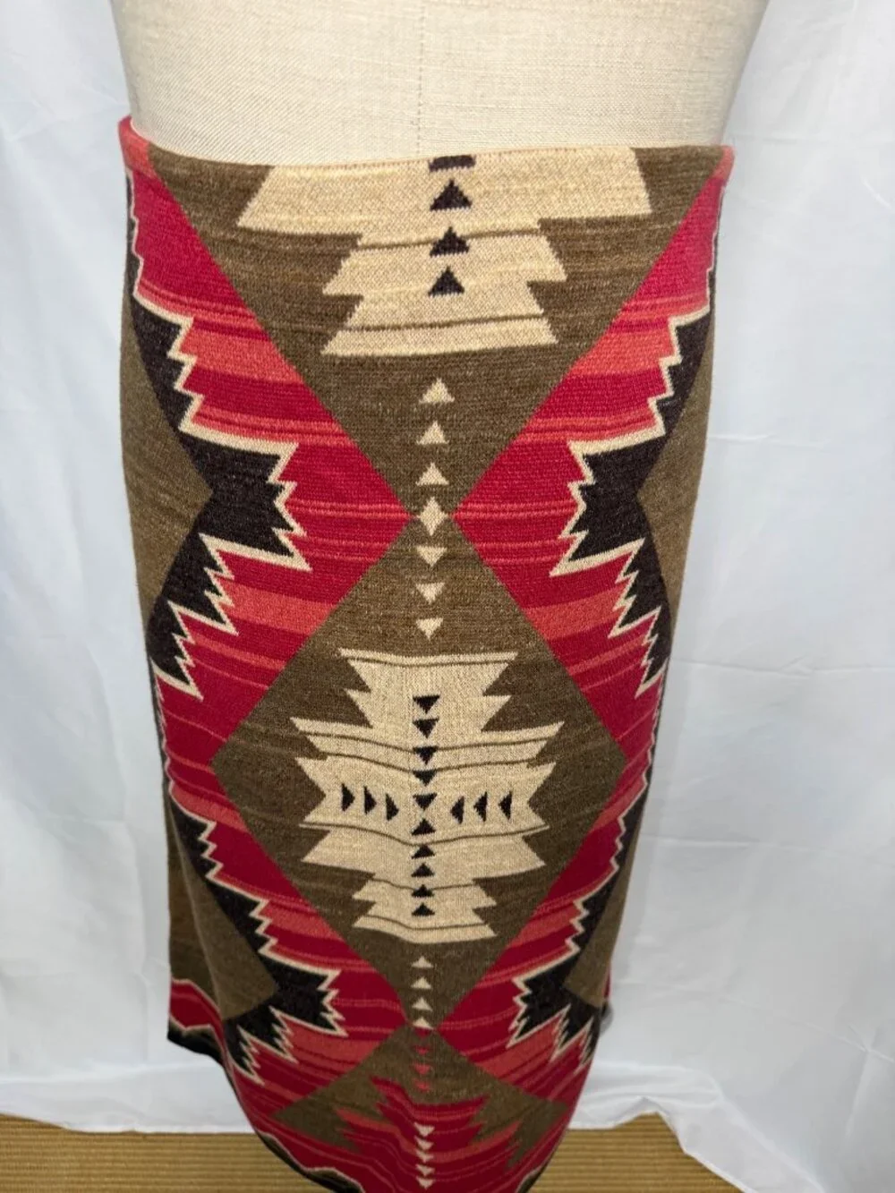 Lauren Ralph Black Label Womens Skirt 3X Aztec Southwestern Print Brown Red - Picture 2 of 12